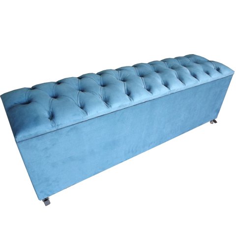 Recamier Baú Casal Capitonê Vintage Suede 140 Cm 100% Mdf