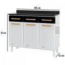 Ver imagem 3 de Balcão de Cozinha em Aço Diamante 3 Portas 3 Gavetas Branco/Preto 818108 - Telasul