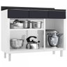 Balcão de Cozinha em Aço Diamante 3 Portas 3 Gavetas Branco/Preto 818108 - Telasul - 2