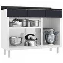 Ver imagem 2 de Balcão de Cozinha em Aço Diamante 3 Portas 3 Gavetas Branco/Preto 818108 - Telasul