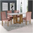 Ver imagem 1 de Conjunto Sala De Jantar 4 Lugares Mesa Cadeiras Off White