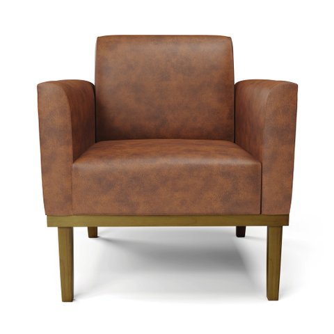 Kit 2 Poltronas Decorativas Isabella Pés Fixo em Madeira Castanho Pu Nozes G19 - Gran Belo