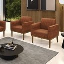 Ver imagem 2 de Kit 2 Poltronas Decorativas Isabella Pés Fixo em Madeira Castanho Pu Nozes G19 - Gran Belo