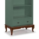 Ver imagem 3 de Estante para Livros 3 Prateleiras 1 Gaveta Pés Luis Xv 60201 Linz Móveis - Verde Musgo/imbuia