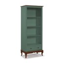 Ver imagem 1 de Estante para Livros 3 Prateleiras 1 Gaveta Pés Luis Xv 60201 Linz Móveis - Verde Musgo/imbuia