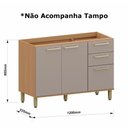 Ver imagem 5 de Balcão de Pia Dulce 3 Portas 2 Gavetas MDF 120cm Freijó Luciane Móveis