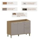 Ver imagem 2 de Balcão de Pia Dulce 3 Portas 2 Gavetas MDF 120cm Freijó Luciane Móveis