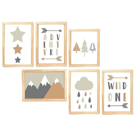 Kit Quadro Montanha & Wild Infantil Decorativo Quarto Criança Enxoval Bebê
