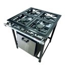 Ver imagem 2 de Fogão Alta Pressão 4 Bocas Alcazon com Forno 75 Litros Tampa Inox Acz-009+aczf-004