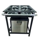 Ver imagem 3 de Fogão Alta Pressão 4 Bocas Alcazon com Forno 75 Litros Tampa Inox Acz-009+aczf-004