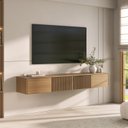 Ver imagem 1 de Rack Suspenso Ripado para TV até 75 Polegadas Planejado 180cm Aruá CabeCasa MadeiraOriginals Marrom Jatobá