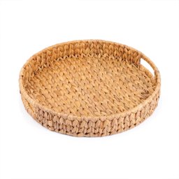 Bandeja Decorativa 30cm Redonda com Alças de Palha Fibra Natural - Oikos - 4