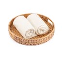 Ver imagem 3 de Bandeja Decorativa 30cm Redonda com Alças de Palha Fibra Natural - Oikos