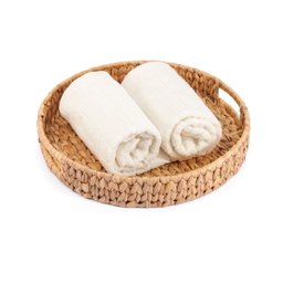 Bandeja Decorativa 30cm Redonda com Alças de Palha Fibra Natural - Oikos - 3