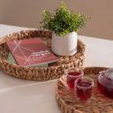Ver imagem 1 de Bandeja Decorativa 30cm Redonda com Alças de Palha Fibra Natural - Oikos