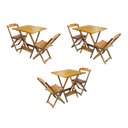 Ver imagem 1 de Kit 3 Conjuntos de Mesa Dobravel com 2 Cadeiras de Madeira 70x70 para Restaurante e Bar - Mel