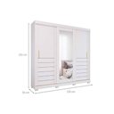 Ver imagem 3 de Guarda Roupa Casal 3 Portas de Correr (1 C/ Espelho) e 6 Gavetas C/ Pés Cecilia Cinamomo/off White