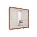 Ver imagem 1 de Guarda Roupa Casal 3 Portas de Correr (1 C/ Espelho) e 6 Gavetas C/ Pés Cecilia Cinamomo/off White