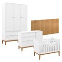 Ver imagem 1 de Quarto de Bebê Unique 3 Portas com Cômoda Sapateira e Painel Farm Branco Soft Eco Wood - Matic