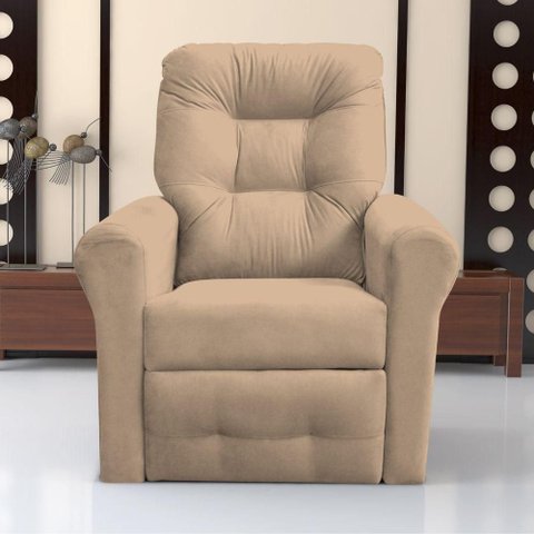 Poltrona Reclinável Cairo Suede Bege Espuma D23 Matrix