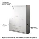 Ver imagem 2 de Guarda Roupa Infantil Eliza com 4 Portas - Branco