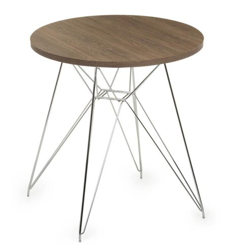 Mesa Eames 60 Cm Tampo Redondo Imbuia Base Torre Cromada - 28690