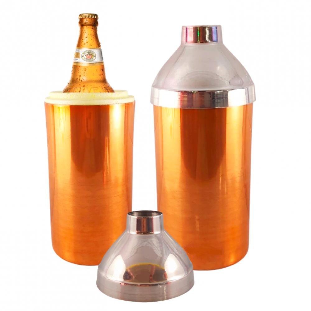 Porta Garrafa de Cerveja em Alumínio e Isopor Térmico 600Ml - Cobre - 3