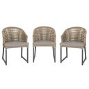 Ver imagem 1 de 3 Cadeira Noronha Aluminio Micro Pintura Preta, Tr. Telinha Corda Nautica Rami, Estofado - Fendi