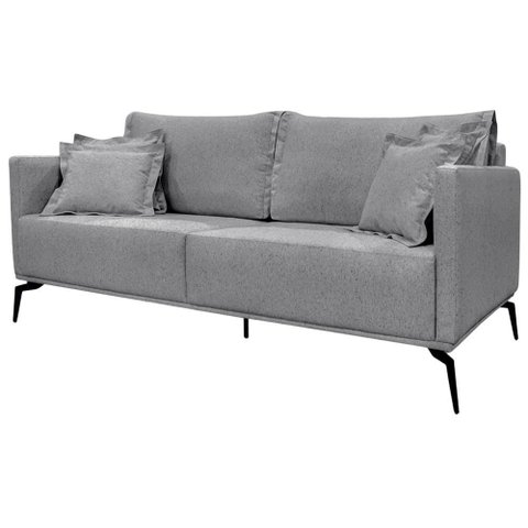 Sofa Liv 3 Lugares 200cm Pes Aço Linho 233 Cinza Ezz Cinza