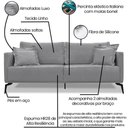Ver mais imagens de Sofa Liv 3 Lugares 200cm Pes Aço Linho 233 Cinza Ezz Cinza