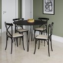Ver imagem 1 de Mesa Jantar Redonda Preta Elen 110cm Hairpin com 4 Cadeiras Katrina Preto