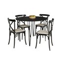 Ver imagem 6 de Mesa Jantar Redonda Preta Elen 110cm Hairpin com 4 Cadeiras Katrina Preto