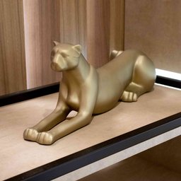 Escultura Decorativa Onça Deitada Ouro Velho Fosco 17,5x52x13 cm - D'Rossi - 2