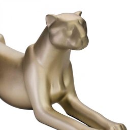 Escultura Decorativa Onça Deitada Ouro Velho Fosco 17,5x52x13 cm - D'Rossi - 4
