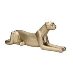 Escultura Decorativa Onça Deitada Ouro Velho Fosco 17,5x52x13 cm - D'Rossi - 1