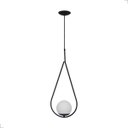 Ver imagem 1 de Luminária de Teto Pendente Gota Preto C/ Globo de Vidro Leitoso Bivolt 1xg9