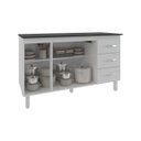 Ver imagem 4 de Armário Cozinha Gabinete de Pia 160 Cm Estela Branco e Tampo Tampão 160 Cm Mobília Decor Preto