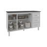 Armário Cozinha Gabinete de Pia 160 Cm Estela Branco e Tampo Tampão 160 Cm Mobília Decor Preto - 4