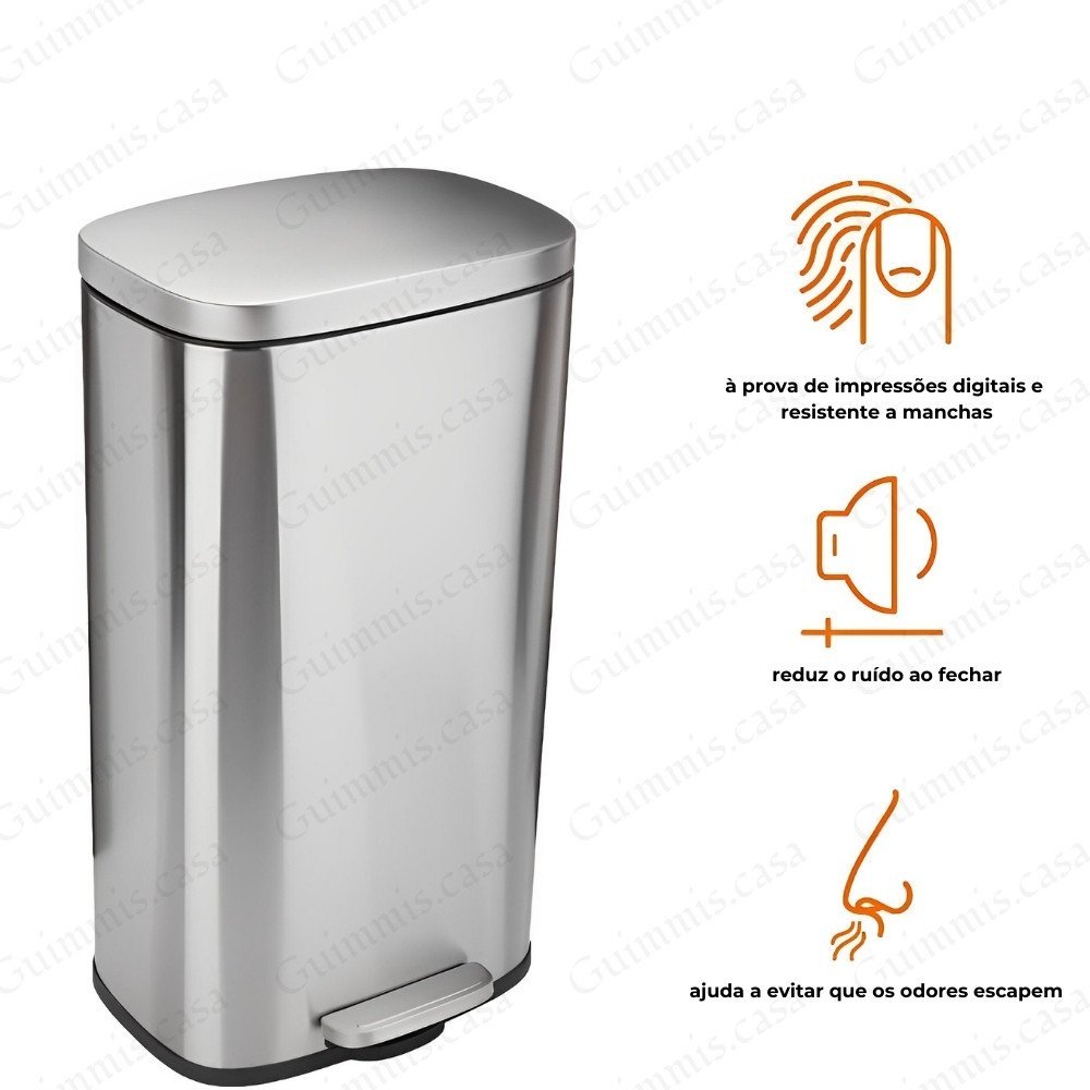 Lixeira de Inox 30L c/ Balde Interno Guimmis.casa - 3