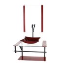 Ver imagem 1 de GABINETE DE VIDRO PARA BANHEIRO 60CM AP CUBA QUADRADA VERMELHO CEREJA COM TORNEIRA PRETA