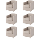 Ver imagem 1 de Kit 6 Poltronas Decorativa Reforçada Recepção Clinica Salão Courino Bege