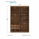 Ver imagem 2 de Guarda Roupa Roupeiro Solteiro Buriti com Espelhos 04 Portas 2 Gavetas Jatoba Grafite Santos Andirá
