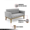 Ver imagem 3 de Poltrona Namoradeira Decorativa Karen Pés Fixo em Madeira Castanho Suede Cinza G19 - Gran Belo