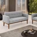 Ver imagem 1 de Poltrona Namoradeira Decorativa Karen Pés Fixo em Madeira Castanho Suede Cinza G19 - Gran Belo