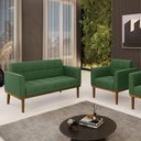 Ver imagem 2 de Conjunto Poltrona e Namoradeira Decorativas Karen Pés Fixo em Madeira Castanho Suede Verde G19 - Gra