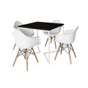Ver imagem 6 de Mesa Jantar Industrial Quadrada 90Cm Preta Base V Ferro Branco Com 4 Poltronas Brancas Cor: Preto