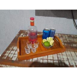 bandeja fruteira em madeira maciça de demolição - 2