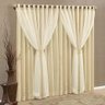 Cortina ômega Tecido Linho Fino E Voal Bege - 1