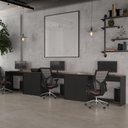 Ver imagem 1 de Conjunto de Escritório 5 Peças Smart Office 3 Mesas e 2 Aparador Buffet - Preto e Cedro