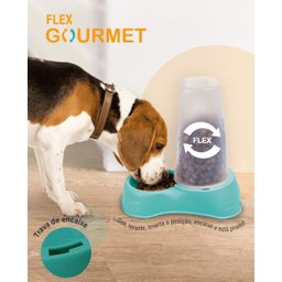 Comedouro ou Bebedouro Flex Gourmet - Plast Pet - 3000 ml - Creme - 2